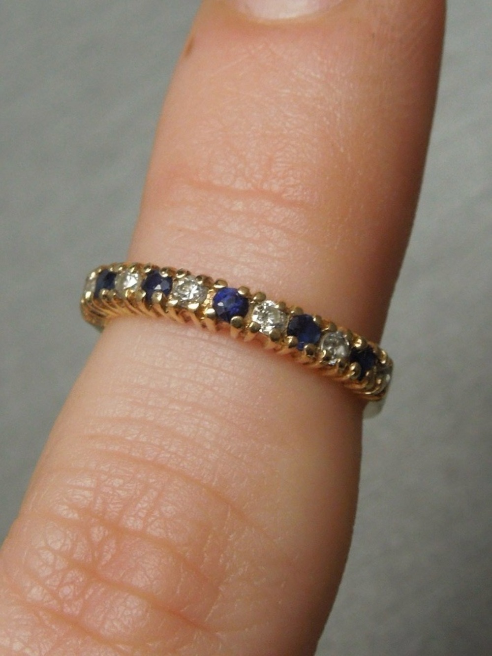 Classic Blue Sapphire and cz Diamond Sterling  - Elegant Band ring 
 Gold - Picture 5 of 5